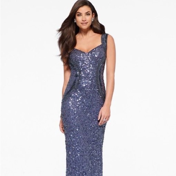 Cache Charcoal Grey Beaded Gown Sz 8 - Picture 9 of 10